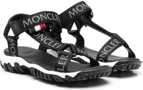 Moncler Enfant logo-print strap sandals Black
