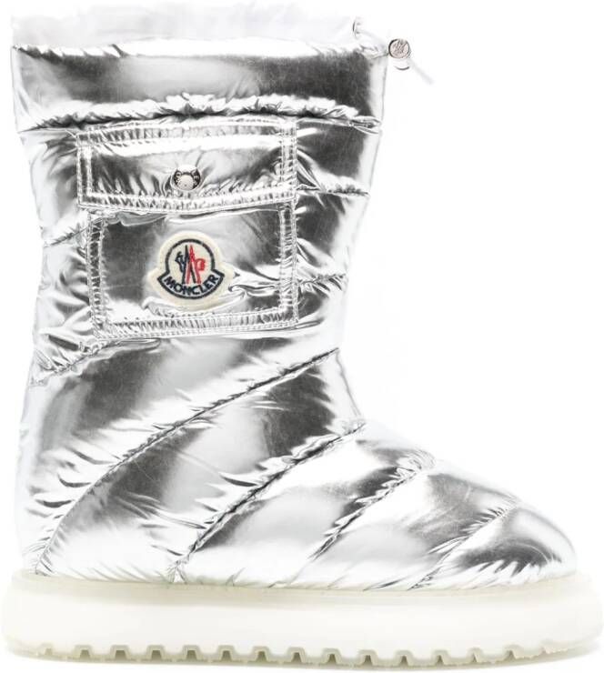 Moncler Gaia Pocket padded laminated boots Silver