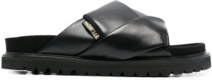 Moncler interwoven-detail flat leather sandals Black