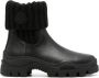 Moncler Larue ribbed-knit leather boots Black - Thumbnail 1