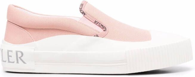 Moncler logo trimmed slip-on sneakers Pink