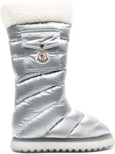 Moncler metallic-effect padded boots Silver