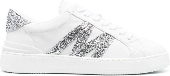 Moncler Monaco glitter-embellished sneakers White