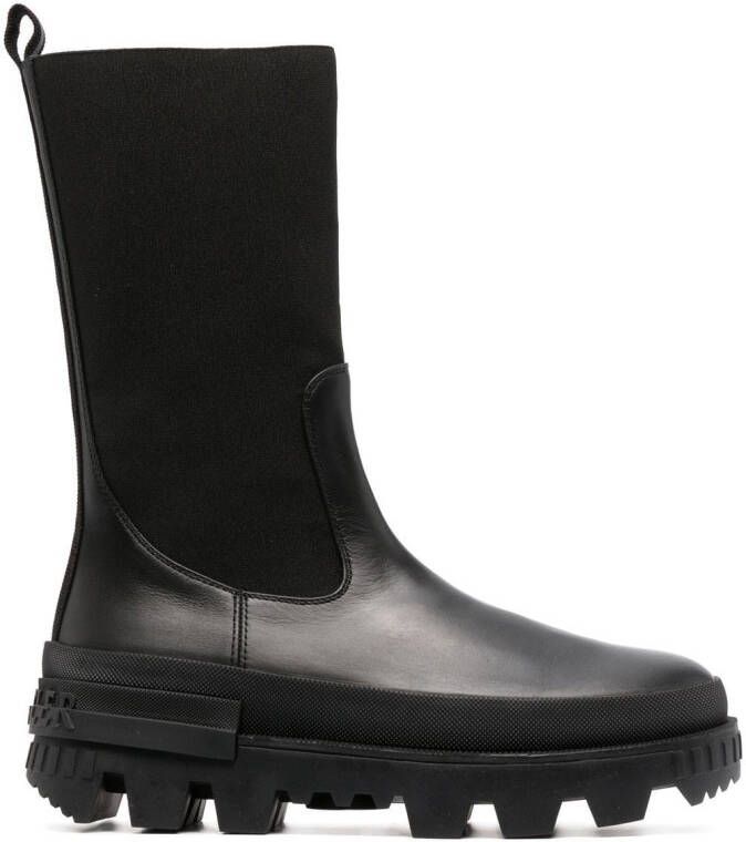 Moncler ridged-sole panelled boots Black