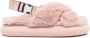 Moncler shearling cross-strap slippers Pink - Thumbnail 1