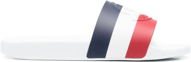 Moncler striped logo-detail slides White