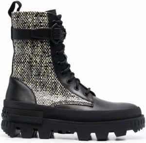 Moncler tweed-panelled mid-calf boots Black
