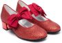 Monnalisa 35mm bow-detail leather ballerina shoes Red - Thumbnail 1