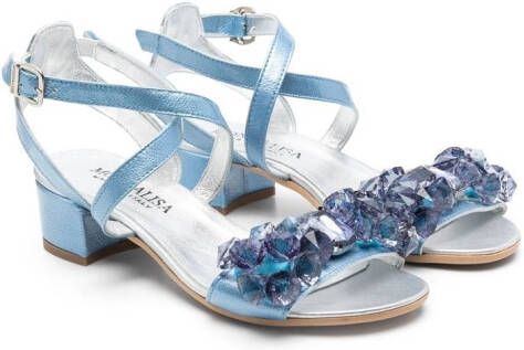 Monnalisa 35mm crystal embellished sandals Blue