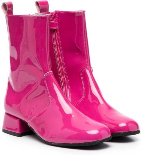 Monnalisa 35mm high-shine finish ankle boots Pink