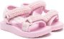 Monnalisa beaded touch-strap sandals Pink - Thumbnail 1