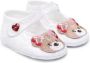 Monnalisa bear-motif cotton ballerina shoes White - Thumbnail 1