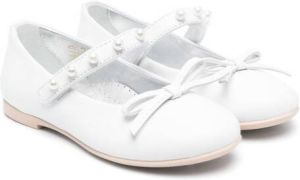 Monnalisa bow-detail leather ballerina shoes White