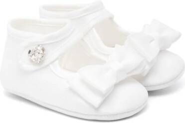 Monnalisa bow-detailing gabardine ballerina shoes White