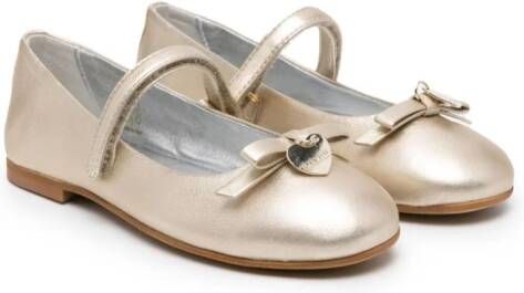 Monnalisa bow-embellished ballerina shoes Gold