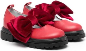 Monnalisa bow-embellished ballerina shoes Red