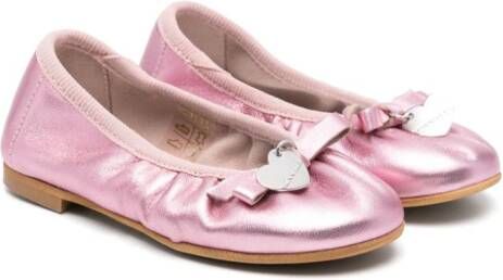 Monnalisa bow leather ballerina shoes Pink