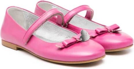 Monnalisa bow leather ballerina shoes Pink