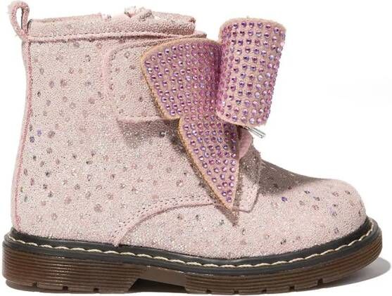 Monnalisa glitter-detailing boots Pink