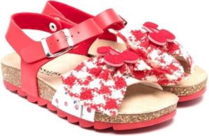 Monnalisa cherry-motif houndstooth buckled sandals Red