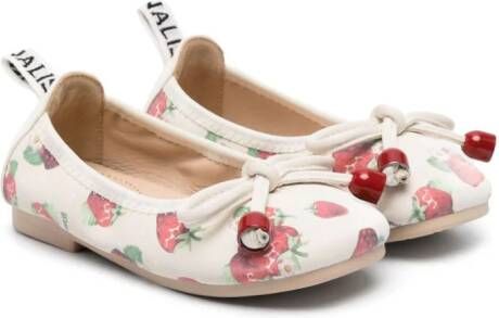 Monnalisa cherry-print ballerina shoes Neutrals