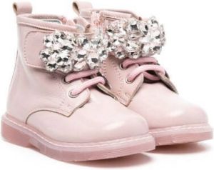 Monnalisa crystal-embellished ankle boots Pink