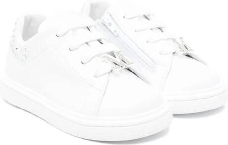 Monnalisa crystal-embellished leather sneakers White