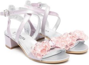 Monnalisa crystal-embellished open toe sandals Pink