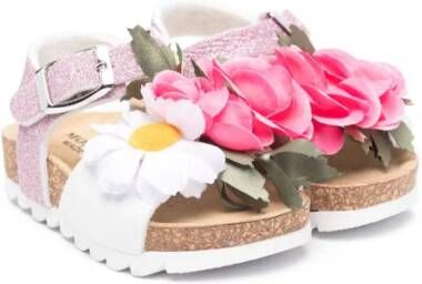 Monnalisa faux-flower glitter sandals Pink