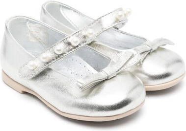 Monnalisa faux-pearl ballerina pumps Grey