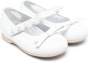 Monnalisa faux-pearl ballerina pumps White