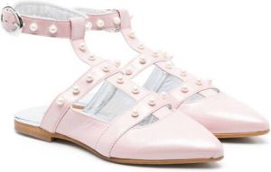 Monnalisa faux-pearl embellished ballerina pumps Pink