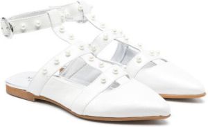 Monnalisa faux-pearl embellished ballerina pumps White