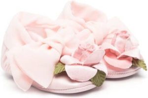 Monnalisa floral-applique detail pre-walker shoes Pink