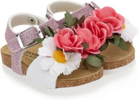 Monnalisa floral-appliqué open-toe sandals Pink