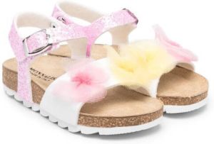 Monnalisa floral-appliqué open toe sandals Pink