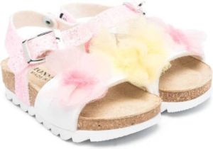 Monnalisa floral-appliqué open toe sandals Pink