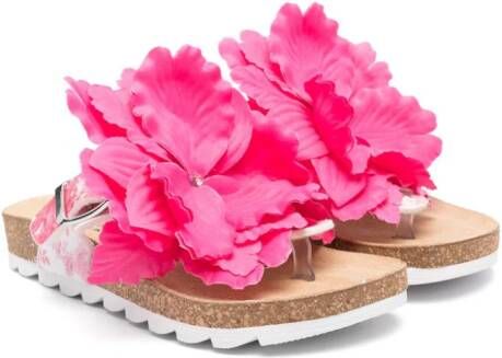 Monnalisa floral-appliqué round-toe flip flops Pink