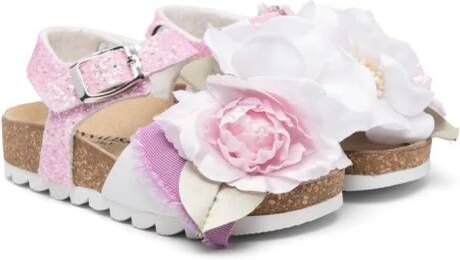 Monnalisa floral-appliqué sandals Pink