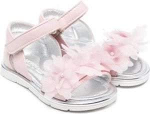Monnalisa floral-appliqué touch-strap sandals Pink