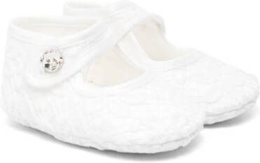 Monnalisa floral macramé ballerina shoes White