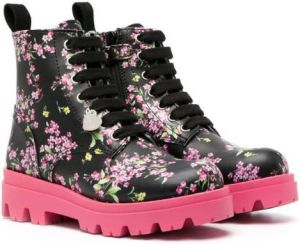 Monnalisa floral-print ankle boots Black