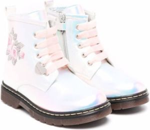 Monnalisa floral print ankle boots Silver