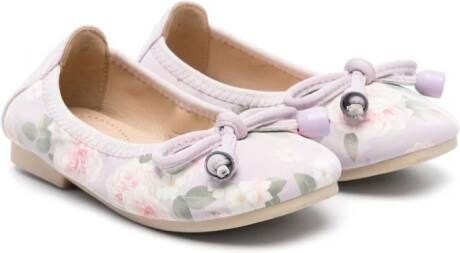 Monnalisa floral-print ballerina shoes Purple