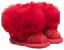 Monnalisa fur-ankle suede boots Red - Thumbnail 1