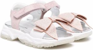 Monnalisa glitter-bow touch-strap sandals Pink