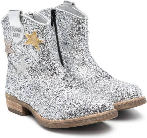 Monnalisa glitter Western 30mm boots Silver