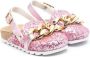 Monnalisa glitter-embellished chain-detail slippers Pink - Thumbnail 1