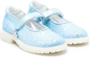 Monnalisa glittered flat ballerina shoes Blue