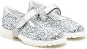 Monnalisa glittered flat ballerina shoes Silver